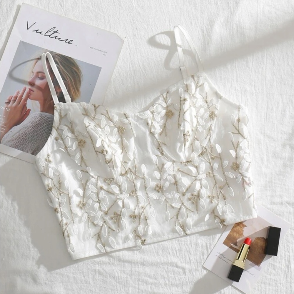 Floral Embroidered Crop Top
